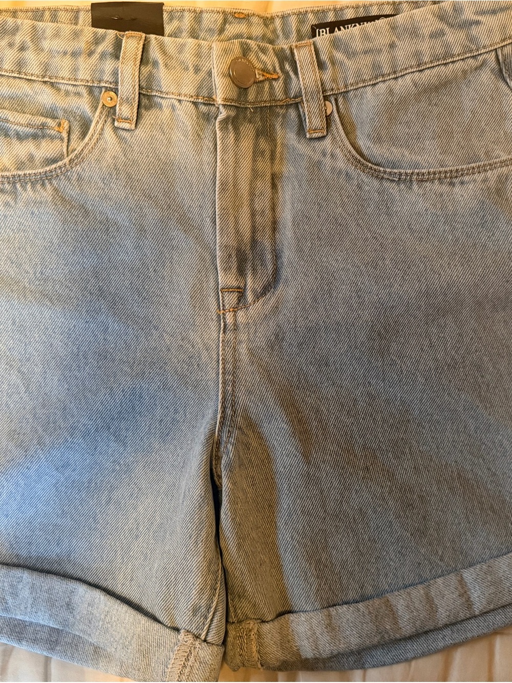 Blank NYC Light Blue High-Rise Rolled Hem Denim Shorts - Picture 6 of 10